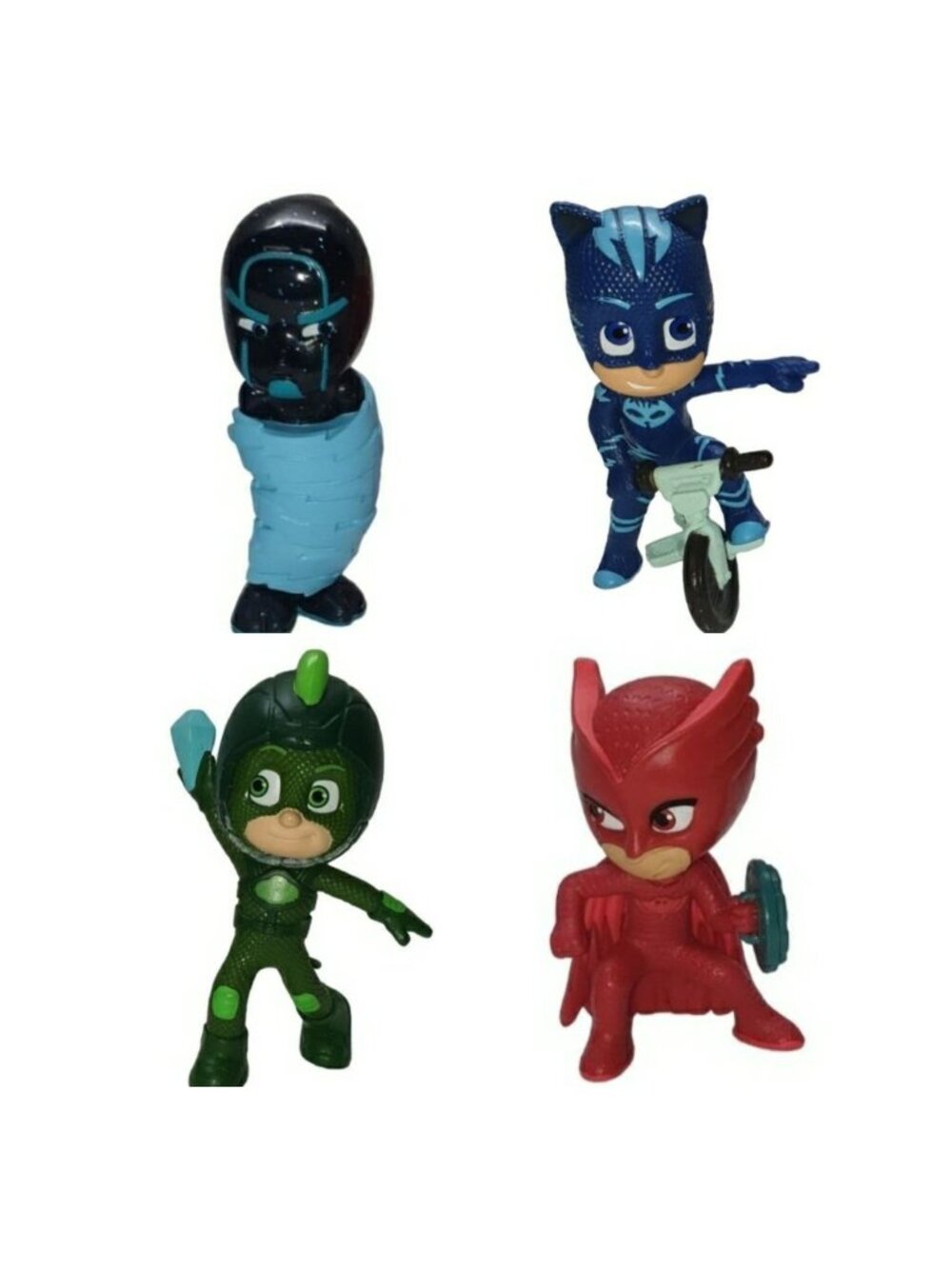 PJ Masks Catboy Owlette Ninja Gecko 4 Pc Collectible Figures Set 3.5" Bndl NWOT